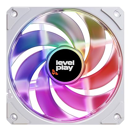 Levelplay Combat Fan CF120 ARGB - 120mm ARGB Gen 2 Fan (3-Pin ARGB, 4-Pin PWM) with Ring-Connected Blades (53 CFM, 1.7mmH2O), Quiet Performance 0~26 dB(A), 0~1800 RPM±10% - White