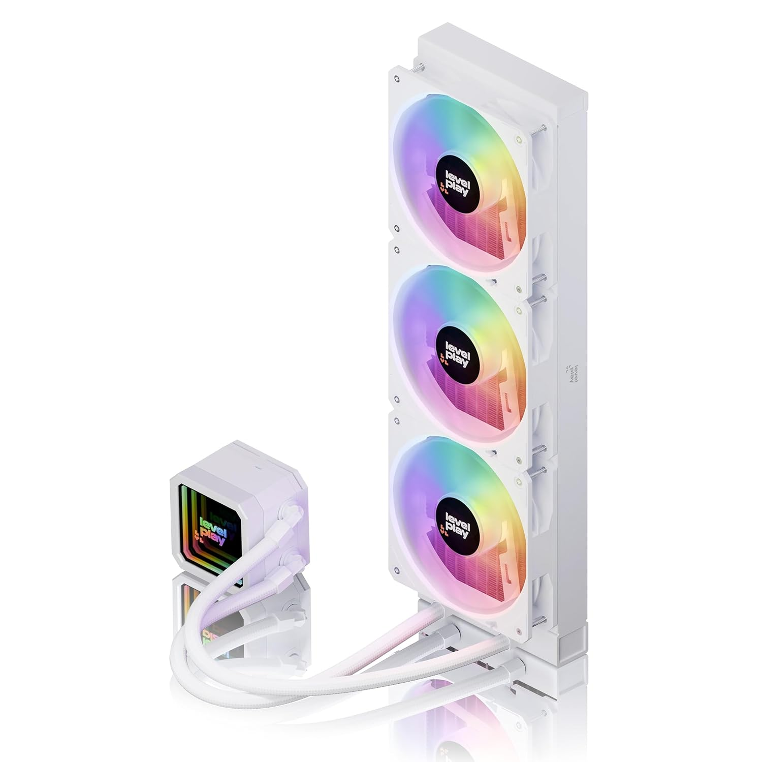Levelplay Combat CL360 AIO Liquid Cooler – TDP 300W, ARGB Infinity Mirror Pump, 360mm Radiator Cooling, ARGB Gen 2 CF120 Fans, AMD AM5 / AM4 & Intel LGA 1851 / LGA 1700 Compatible – White