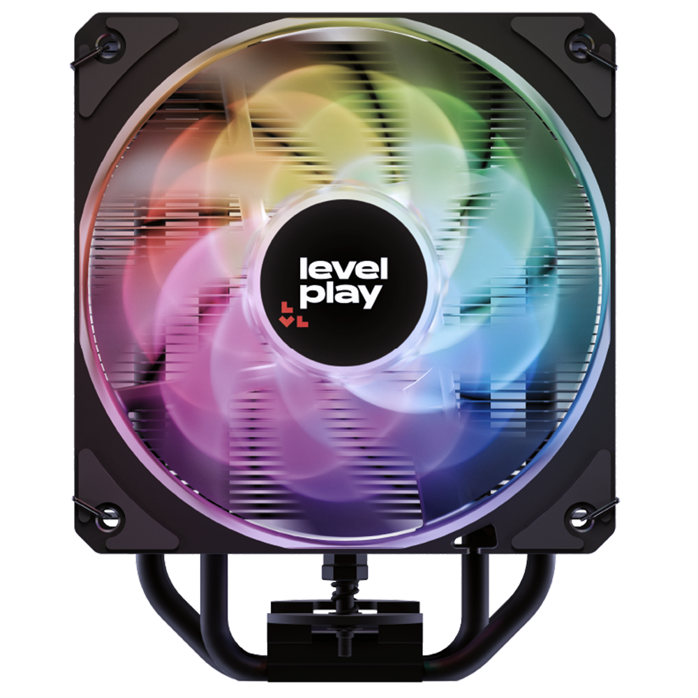 Levelplay Combat CA4 Air Cooler – 200W TDP, 4 direct contact heat pipes, compact radiator, 120mm ARGB Gen 2 CF120 fan (PWM), AMD AM5/AM4 and Intel LGA 1851/LGA 1700 compatible – Black